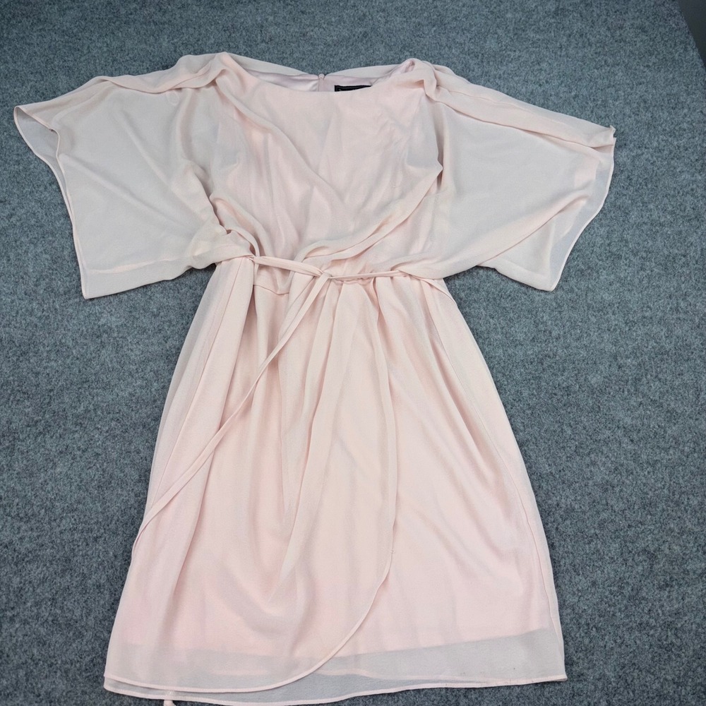 Jessica Howard Chiffon Dress Womens 12 Pink Cape Sleeve Rhinestone Cocktail EUC
